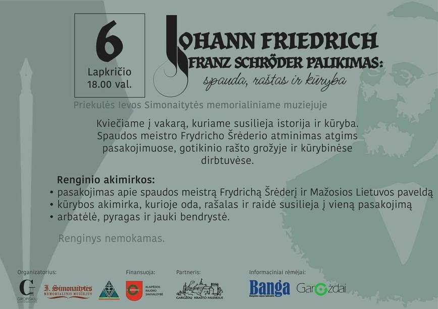 Johann Friedrich Franz Schroder palikimas: spauda, raštas ir kūryba