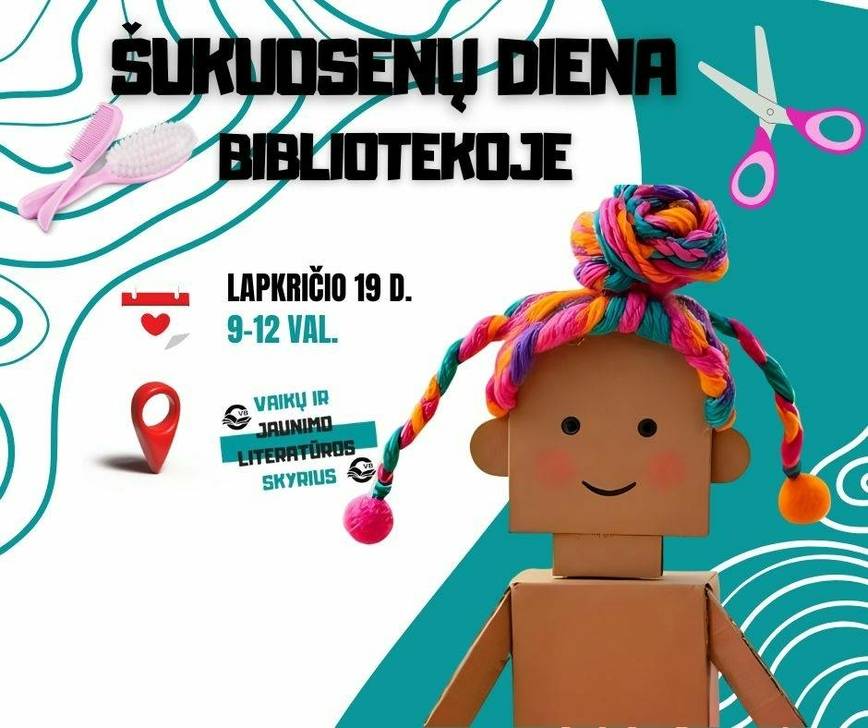 Šukuosenų diena bibliotekoje