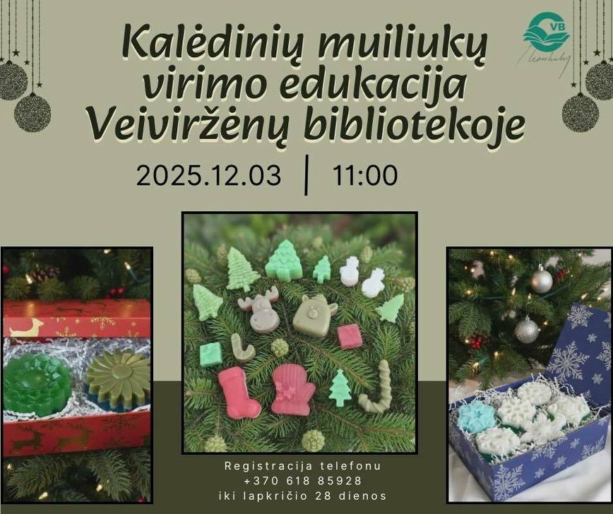 Kalėdinių muiliukų virimo edukacija Veiviržėnų bibliotekoje