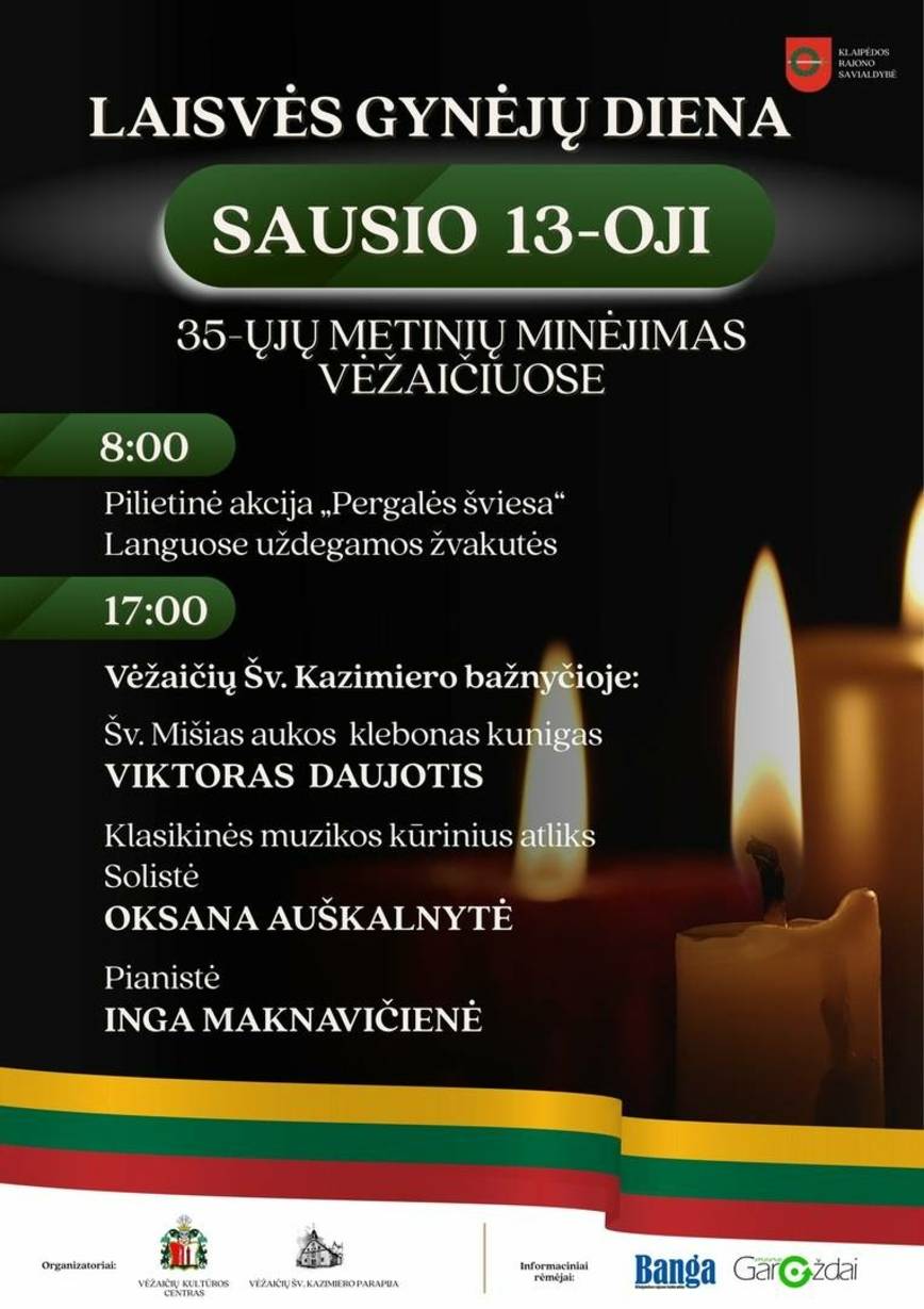 Sausio 13-osios - Laisvės gynėjų dienos 35-mečio minėjimas Vėžaičiuose