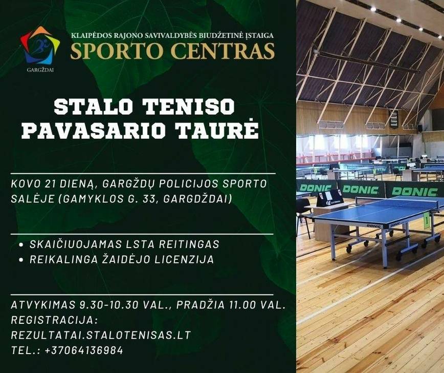 Stalo teniso pavasario traurė