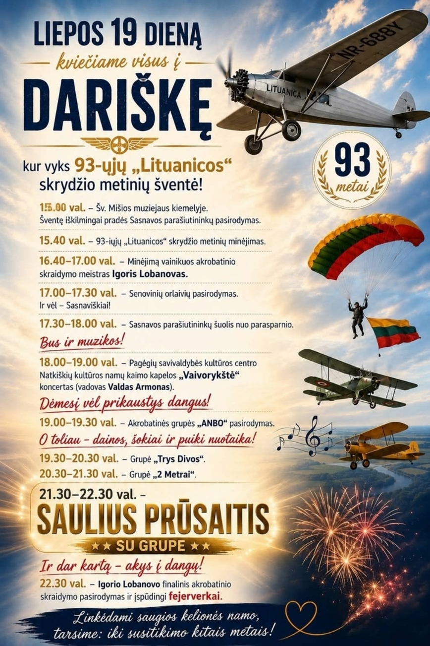 „Lituanicos“ skrydžio minėjimas S. Dariaus gimtinėje