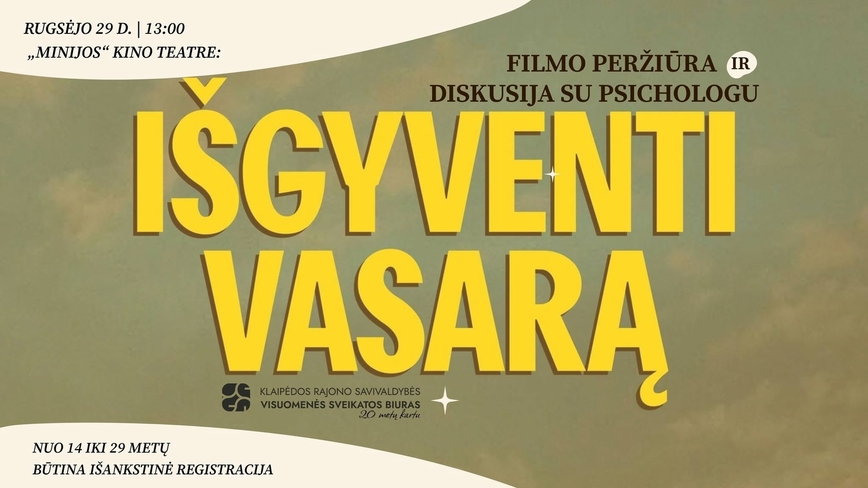 „Išgyventi vasara“ - nemokama filmo peržiūra 14-29 m. jaunimui