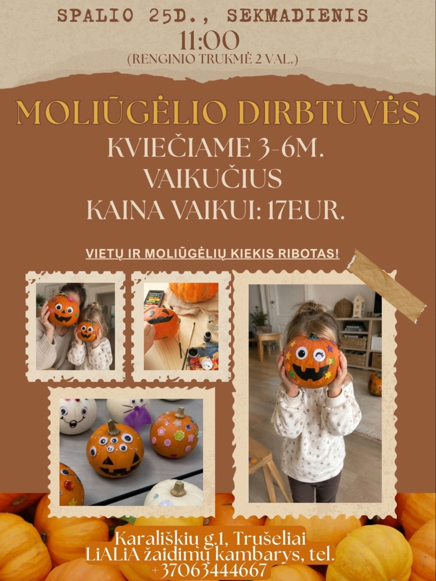 Moliūgėlių dirbtuvės LiALiA žaidimų kambaryje