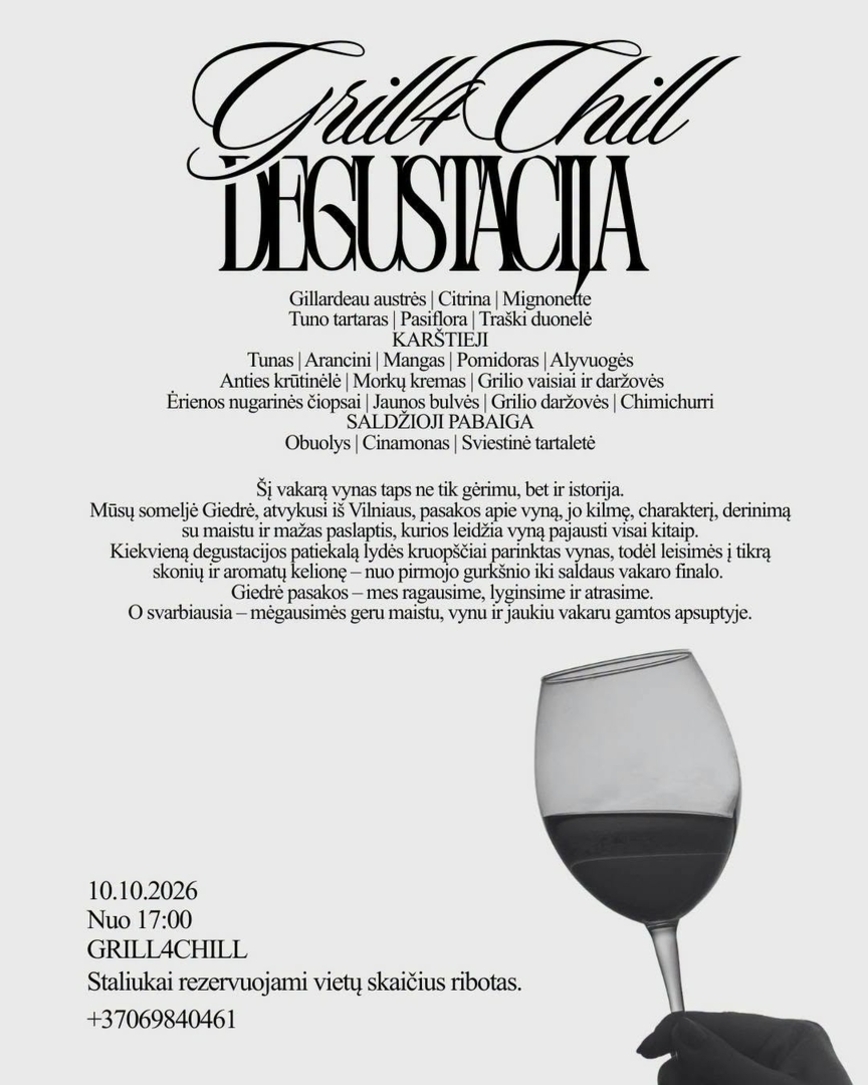 Vyno ir maisto degustacija „Grill4Chill“