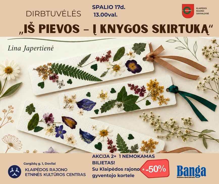 Dirbtuvėlės „Iš pievos - į knygos skirtuką“