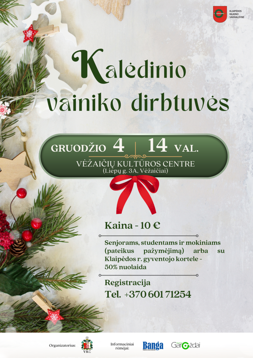 Kalėdinio vainiko dirbtuvės