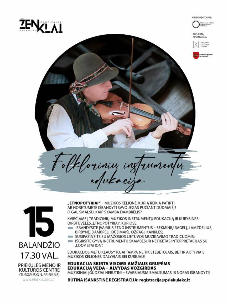 Folklorinių instrumentų edukacija. Lektorius Alvydas Vozgirdas