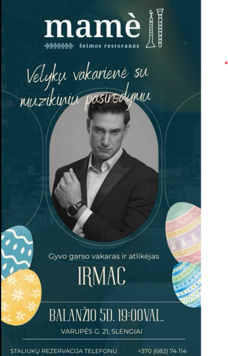 Velykų vakarienė su muzikiniu pasirodymu „Mamè“ šeimos restorane