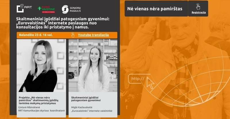 Senjorų pasaulis: Skaitmeniniai įgūdžiai patogesniam gyvenimui: „Eurovaistinės“ internete paslaugos nuo konsultacijos iki pristatymo į namus