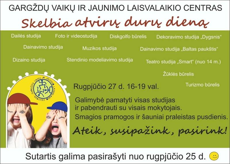 Atvirų durų diena Gargždų vaikų ir jaunimo laisvalaikio centre