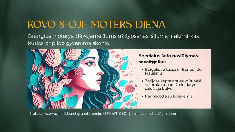 Kovo 8-oji „Užmiesčio klube“. Specialus šefo pasiūlymas