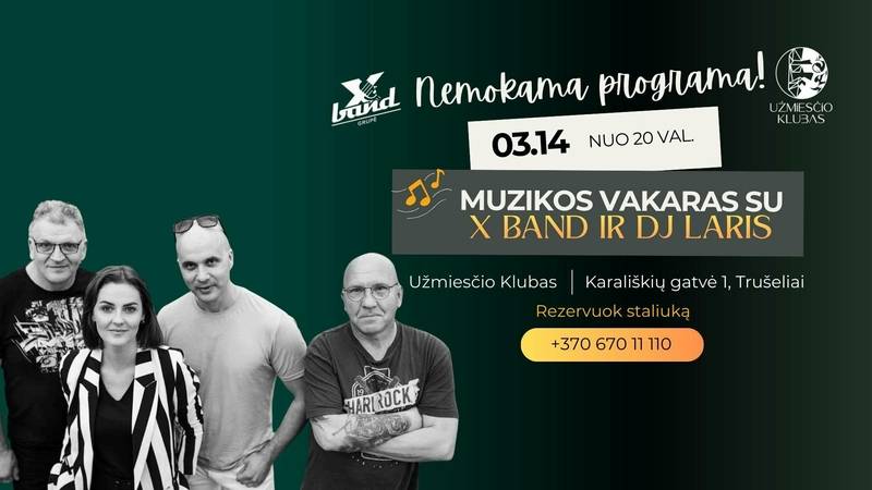 Muzikos vakarai šeštadieniais Užmiesčio klube - gera nuotaika ir nemokama programa