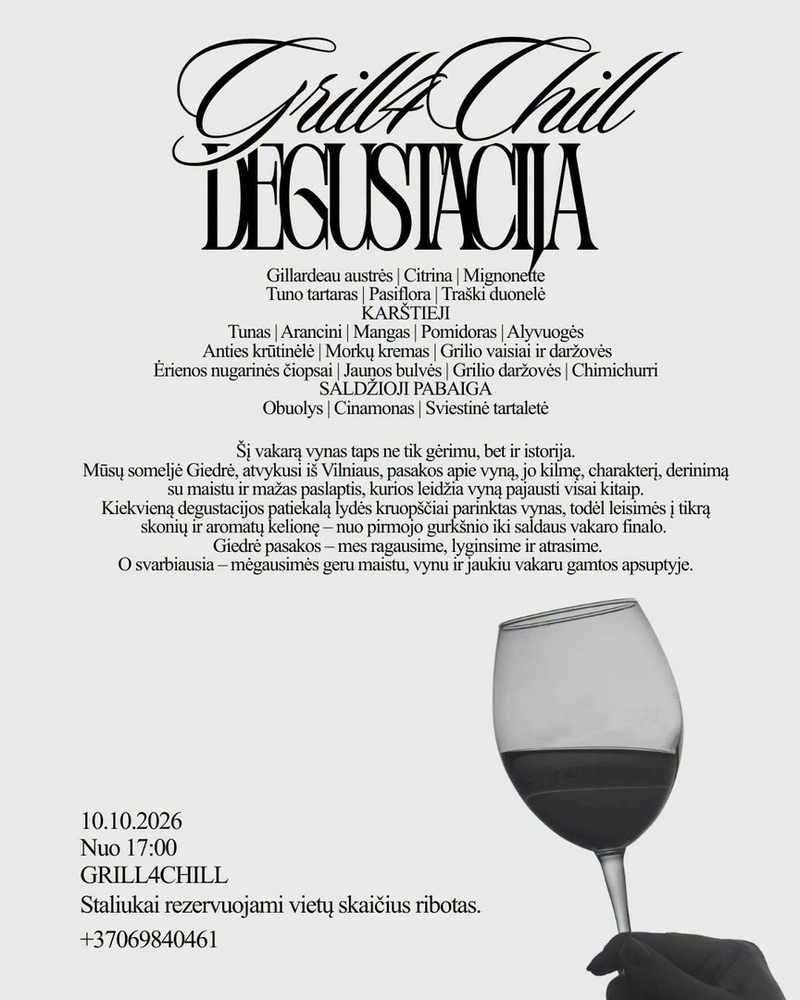 Vyno ir maisto degustacija „Grill4Chill“