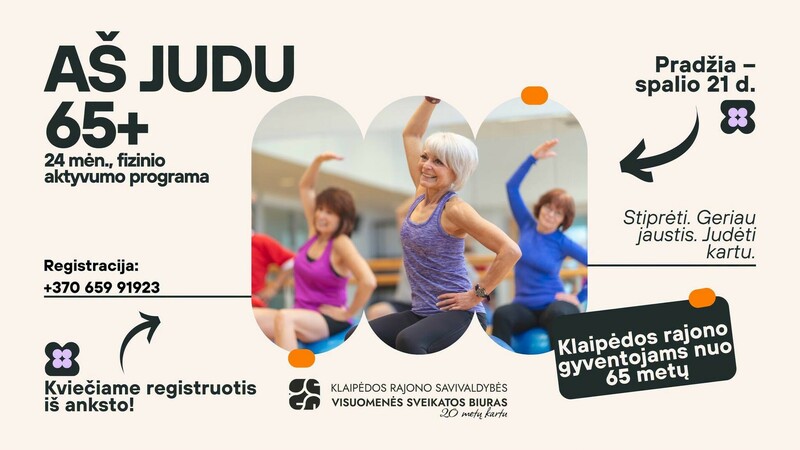 „Aš judu 65+“ - fizinio aktyvumo programa Klaipėdos rajono senjorams
