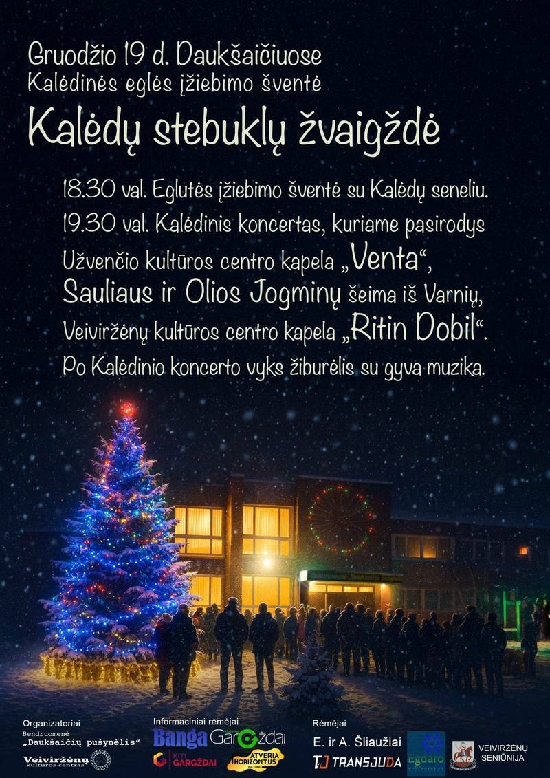 Kalėdinės eglės įžiebimo šventė „Kalėdų stebuklų žvaigždė“ Daukšaičiuose