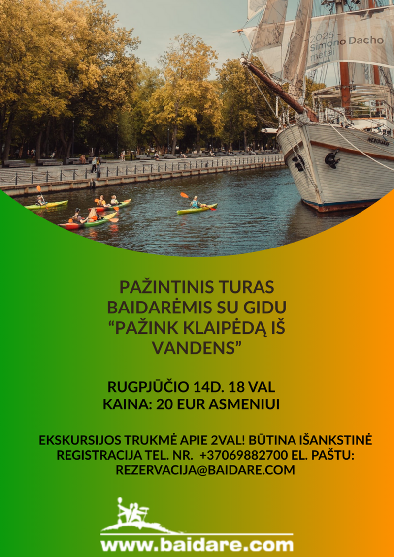 Pažintinis turas baidarėmis su gidu „Pažink Klaipėdą iš vandens“