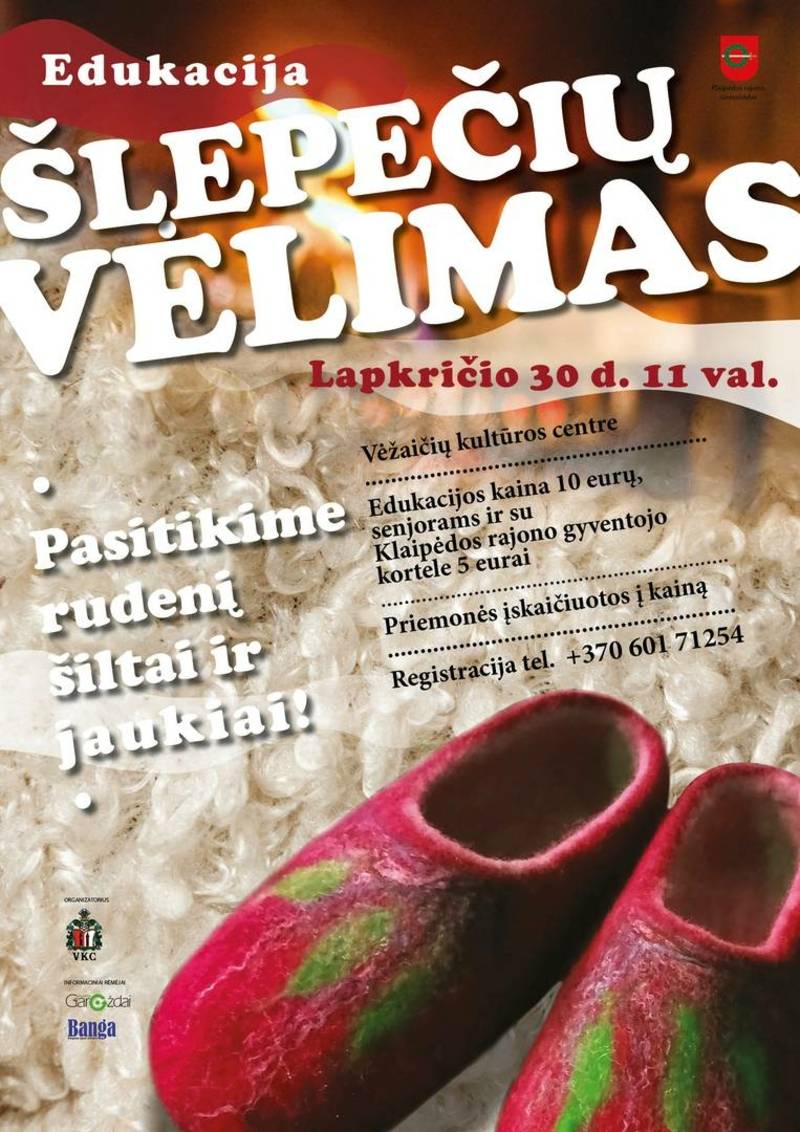 Šlepečių vėlimo edukacija iš vilnos